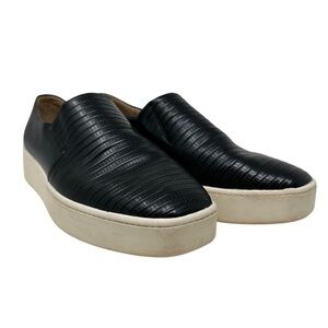 Baretraps Shoes Womens 8.5 Medium Yannah Black Slip On Faux‎ Leather Embossed